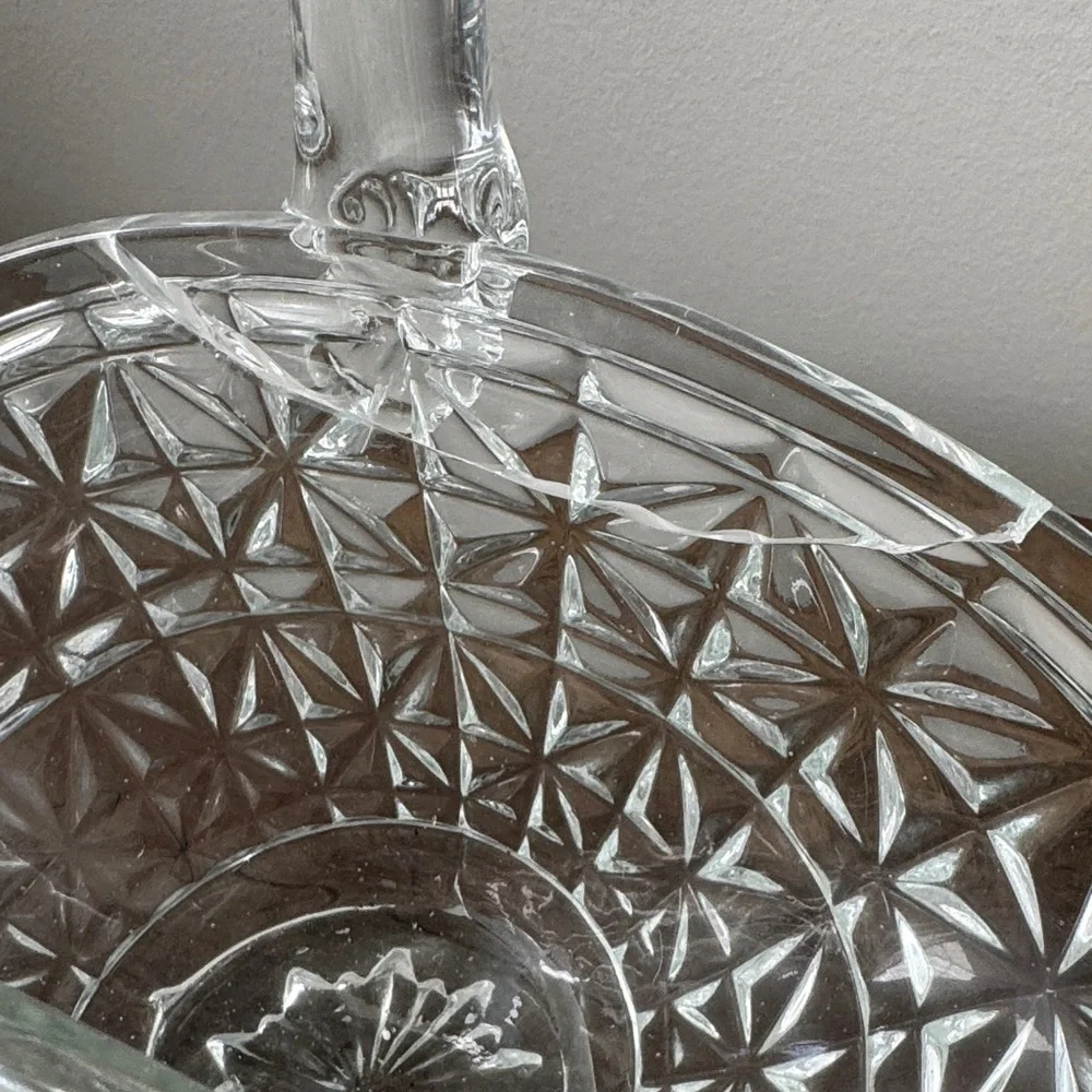 Elegant Vintage Clear Glass Basket